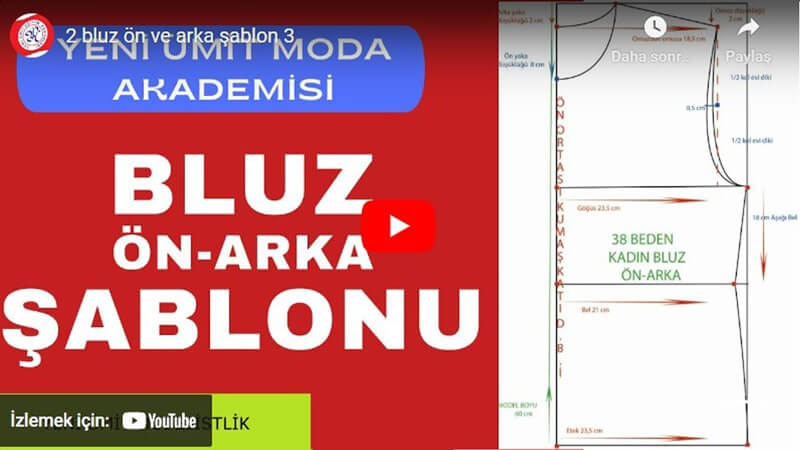 Bluz öne arka şablonu